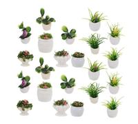Warmhm 22pcs Miniature Potted Plants Realistic Artificial Bonsai Dollhouse Accessories Tiny Greenery Ornaments for Fairy Garden Decor and Small Space Decoration