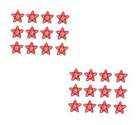 Warmhm 24 Pcs Red Rattan Star Decorations for July Party Indoor Outdoor Pentagram Ornaments DIY Craft Accessories Unique Holiday Decor Gifts