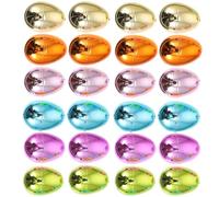 Warmhm 24pcs Bright Plastic Plating Easter Eggs 6cm Hollow Fillable for Easter Egg Hunt Party Decorations and DIY Festival Crafts
