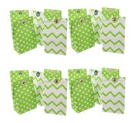 Warmhm 24Pcs St Patricks Day Paper Bags with Shamrock Print, Green Kraft Candy Goodie Bags for Irish Party Favors, Treats, Snacks, and Packaging