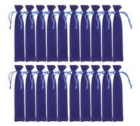 Warmhm 25pcs Blue Flannel Pen Pouch with Drawstring Design, Pen Storage Bag for Writing Tools, Suitable for School and Office Use, for Students and Clerks