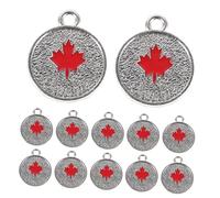 Warmhm 25pcs Canada Maple Leaf Flag Charms Enamel Coated Weatherproof Pendants for DIY Jewelry Bracelets Keychains Souvenirs Travel Party Favors with Vibrant Colors