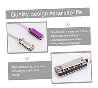 Warmhm 2pcs 4 Hole Harmonica Instrument, 8 Tone Double Row Music Toy for Kids, Educational Beginner Harmonica Set in Purple and Silver, Early Learning Musical Toy for Children