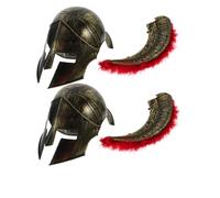 Warmhm 2pcs Adjustable Medieval Knight Helmet Realistic Roman Soldier Headgear with Weathered for Halloween Cosplay Fancy Dress Role Playing and Carnivals