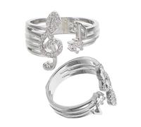 Warmhm 2pcs Adjustable Musical Note Open Rings for Women Sparkling Rhinestone Accent Geometric Music Symbol Jewelry for Parties and Music Lovers