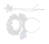 Warmhm 2pcs Angel Costume Set Lightweight Portable Party Accessories with Angel Wing Headband and Fairy Wand for Women Reusable Birthday Halloween Photo Props