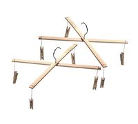 Warmhm 2pcs Bamboo Sock Drying Rack Rotatable Indoor Clothes Hanging Rack Space Saver Hanger for Underwear