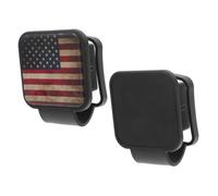 Warmhm 2pcs Car Tow Hitch Cover Caps Durable Protective Tow Bar Covers for Trucks Suvs with American Flag and Black Colors Easy Install