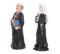 Warmhm 2pcs Catholic Resin Figurines Lifelike Priest and Nun Statues for Desktop Decoration Micro Landscape Fairy Garden Accessories Cake Topper and Religious Collectibles for Christian
