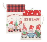 Warmhm 2pcs Christmas Drawstring Bag Christmas Party Favor Bag Linen Fabric Drawstring Design Light Weight for Packing Small Xmas Supplies