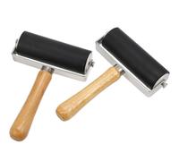 Warmhm 2pcs Cm Rubber Ink Roller Brayer for Printmaking Comfortable Grip, Rubber and Wood Material, Stamping Tool for Rolling down Prints and Craft Projects