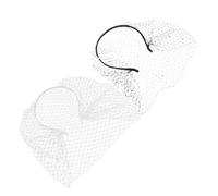 Warmhm 2pcs Comfortable Bridal Wedding Headband with Rhinestone Details Airy Mesh Design for Tea Party Halloween and Special Events Black White