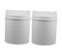Warmhm 2pcs Compact Small Trash Can with Swing Top Lid Odor Blocking Mini Wastebasket for Desktop Office Bathroom Vanity Reusable Trash Bin for Home and Workspace Organization
