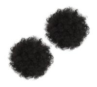 Warmhm 2Pcs Curly Hair Bun Clips Afro Hairpiece for Updo Styles Lightweight Synthetic Chignon Extensions Hair Accessories for Parties and Daily Use