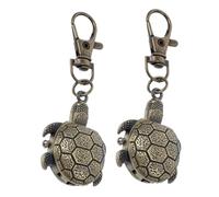 Warmhm 2Pcs Cute Tortoise Keychain Pocket Watch Vintage Style Flip Turtle Design with Quartz Movement Durable Build for Retro Accessory Lovers