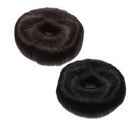 Warmhm 2pcs Donut Hair Bun Makers Elastic Hair Ties for Women Girls Black Donut Bun Shaper Tools and Ponytail Styling