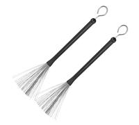 Warmhm 2Pcs Durable Steel Wire Drum Brushes with Metal Handle for Jazz Drumming Retractable Brush for Volume Control for Beginners Youth Bands
