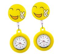 Warmhm 2pcs Electronic Pocket Watch Nurse Clip Watch Pendant Chest with Yellow Scissors and Pentagram Design for Medical Staff Healthcare Use
