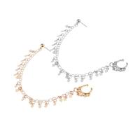Warmhm 2pcs Geometric Rhombus Tassel Ear to Nose Clip Chain Earrings Punk Style Body Piercing Jewelry for Women Golden and Silver Studs for Party Wedding Daily Wear