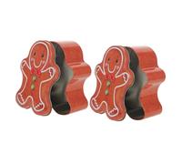 Warmhm 2pcs Gingerbread Man Shaped Tinplate Cookie Box with Lid Reusable Christmas Container for Candy Chocolate Biscuit Storage and Holiday Treat Packaging