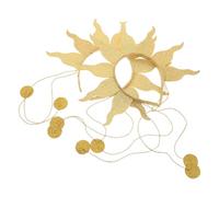 Warmhm 2pcs Gold Sunburst Headband Set Greek Goddess Crown Hair Hoop with Beaded Chain, Princess and Queen Crown Headpiece for Halloween, Bridal, Medieval and Lolita Costume