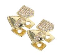 Warmhm 2pcs Gold Vampire Fang Teeth Grills with Full Zirconia Shine for Men Women Realistic Hip Hop Cosplay Costume Accessories Easy to Wear Halloween Party Supplies