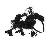 Warmhm 2pcs Gothic Spider Bat Rose Headbands for Women Black Floral Halloween Headdress Day Dead Crown Costume Accessories Creepy Party Hairbands