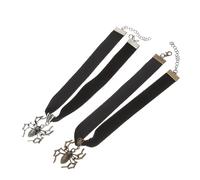 Warmhm 2pcs Gothic Spider Pendant Choker Necklaces for Women Halloween Cosplay Accessories Comfortable Velvet and White Necklaces for Party Jewelry