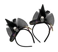 Warmhm 2pcs Halloween Witch Hat Headband Plastic Mesh Chic Costume Parties | Black Finish, Easy to Take, Beach Party Wear, Halloween Season Style