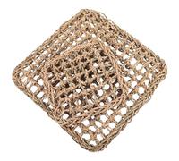 Warmhm 2pcs Handwoven Natural Grass Mat for Rabbits and Guinea Pigs Pet Bedding Chew Resistant Play Mat for Small Animals