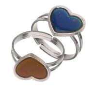 Warmhm 2Pcs Heart Shape Color Changing Temperature Rings for Women Teens Mood Emotion Open Ring for Holidays Birthdays and Anniversaries