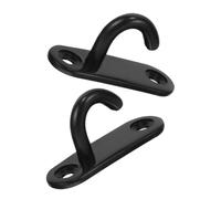 Warmhm 2Pcs Heavy Duty Ceiling Plant Hooks with Screw Fixing Multi-Function Indoor Wall Hangers for Hanging Pots and Baskets U-Shaped Black Metal Utility Hooks for Porch and Home Storage