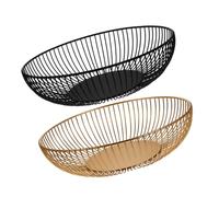 Warmhm 2pcs Iron Fruit Basket Rustic Farmhouse Metal Wire Bowls for Kitchen Countertop Storage Bread Vegetable Snack Holder Decorative Home Accent