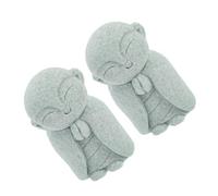 Warmhm 2pcs Japanese Jizo Sandstone Statue Feng Shui Wealth Buddha Figurines with Smiling for Home Garden Aquarium Decoration and Meditation Ornament