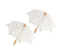 Warmhm 2pcs Lace Umbrellas for Weddings Elegant Bridal Photography Props Comfortable Handle Vintage Cotton Lace Embroidery for Bride and Bridesmaid Photos