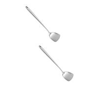 Warmhm 2pcs Long Handle Kitchen Ergonomic Stir Fry Turner with Smooth Edges Easy Storage Hanging Cooking Tool for Non Stick Cookware