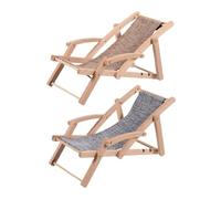 Warmhm 2pcs Miniature Beach Chair Model Wooden Dollhouse Furniture Realistic Beach Decor for DIY Fairy Garden and Roleplay Scenes Enhances Creativity and Ambiance