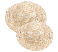 Warmhm 2Pcs Miniature Doll Straw Hats Adorable Mini House Adornment Model Lightweight Woven Straw Hats for Dolls for DIY Crafting and Imaginative Play