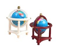Warmhm 2pcs Miniature Dollhouse Globe Tiny Terrestrial Earth Globes in White for Dollhouse Furniture Learning Geography Compact DIY Home Study Decor