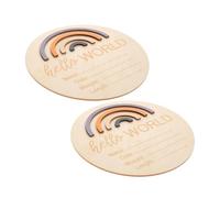 Warmhm 2pcs Monthly Wooden Circles Newborn Announcement Sign Months Signs for Photo Props Shower Decorations Nursery Decoration