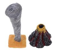 Warmhm 2pcs Natural Disaster Science Set with Simulated Volcano Eruption and Miniature Tornado Model, Resin Volcano and Tornado Stand Educational Kit for Home, School, and Classroom