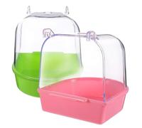 Warmhm 2pcs Parrot Bird Bath Solar Fountain Garden Bird Baths Tubs Curved Opening Random Style