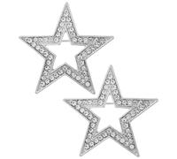 Warmhm 2pcs Pentacle Alloy Brooch Pins for Clothes Decoration, Easy to Clip Silver Brooches Suitable for Birthday and Christmas Party Accessories