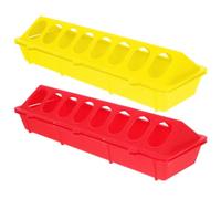 Warmhm 2pcs Plastic Chick Trough Feeder for Multiple Chickens with Flip-top Design, Long and Narrow Shape, Easy to Clean, Suitable for Poultry and Bird Feeding in Farm and Garden