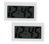Warmhm 2pcs Portable Mini Digital Car Dashboard Clock for Students Compact Electronic with Silent Operation Creative Design for Desk and Vehicle Use White