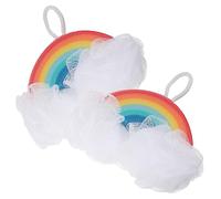 Warmhm 2pcs Rainbow Shower Sponge for Kids Bathing, Soft Sponge Body Scrubber with Rich Bubbles to Remove Dead Skin Cells, Bath Accessory for Babies and Children