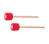 Warmhm 2pcs Red Bass Drum Mallets with Non-slip Felt Heads and Stainless Steel Handles, Musical Drumsticks for Performance and Stage Use, Drum Accessory for Percussion Instruments
