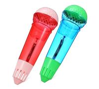 Warmhm 2pcs Retro Style Microphone Props for Boys and Girls Echo Simulation Plastic Stage Mic Pretend Play Toys for Parties