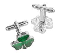 Warmhm 2pcs Shamrock Clover Cufflinks Mens Necktie Cufflinks Elegant Alloy Classic Green Protective Craftsmanship Easy to Put on Accessories for St Patrick's Day