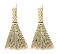 Warmhm 2Pcs Small Handheld Straw Whisk Broom with Short Handle, Handmade Indoor Sweeping Brush for Kitchen, Living Room, Tea Table and Garage Cleaning